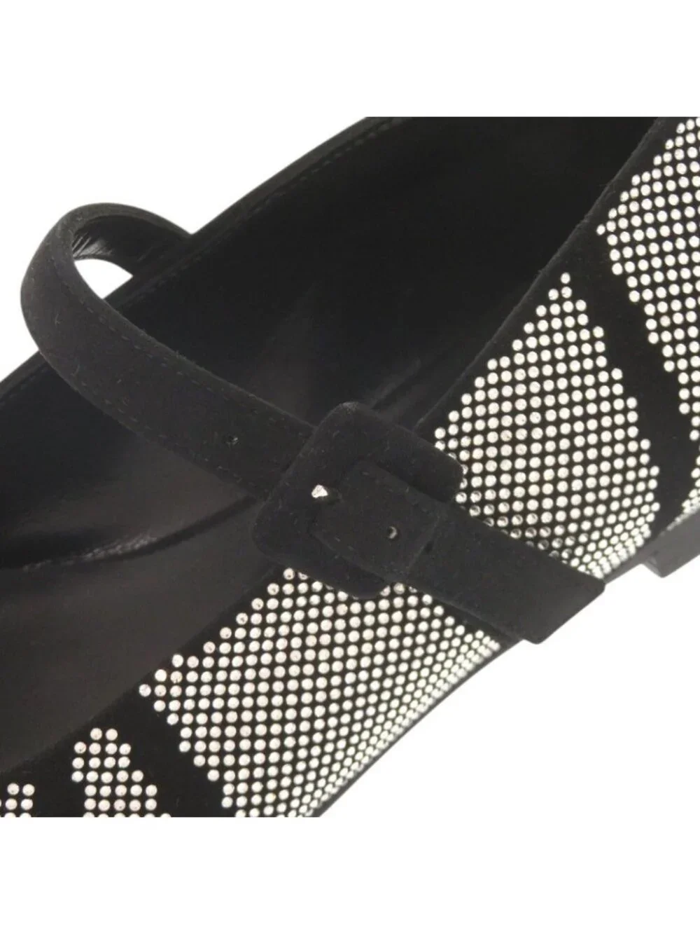 Hermes Light Ballet Flats 36 Suede Rhinestone Black Shoes Flat